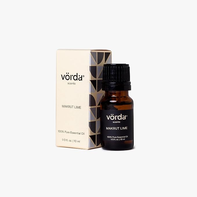 Vorda Thailand Makrut Lime Single Note Essential Oil for Skin Use Massage Oil - Aromatherapy Essential Oil for Diffusers - 100% Natural for Candle Making 1/3 fl. oz.