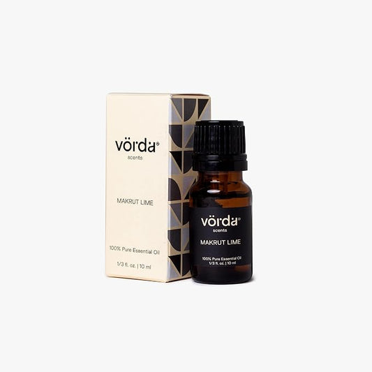 Vorda Thailand Makrut Lime Single Note Essential Oil for Skin Use Massage Oil - Aromatherapy Essential Oil for Diffusers - 100% Natural for Candle Making 1/3 fl. oz.