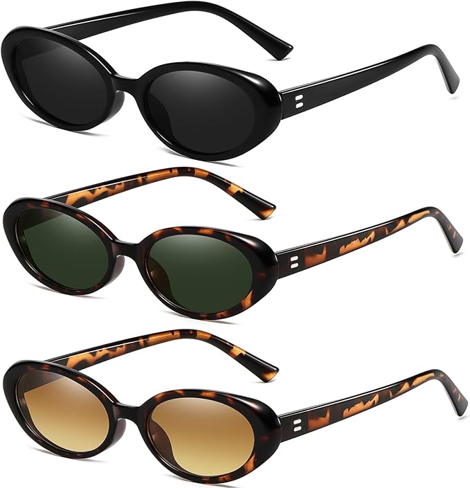 Breaksun Retro Oval Sunglasses for Women Men Fashion Small Oval Sunglasses 90s Vintage Shades