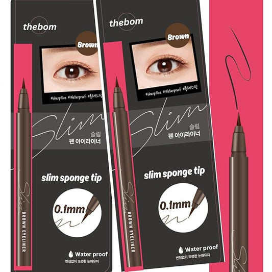 [thebom] Ultra-Fine Slim Eyeliner Waterproof Liquid Eye Makeup (Brown, 2ea)