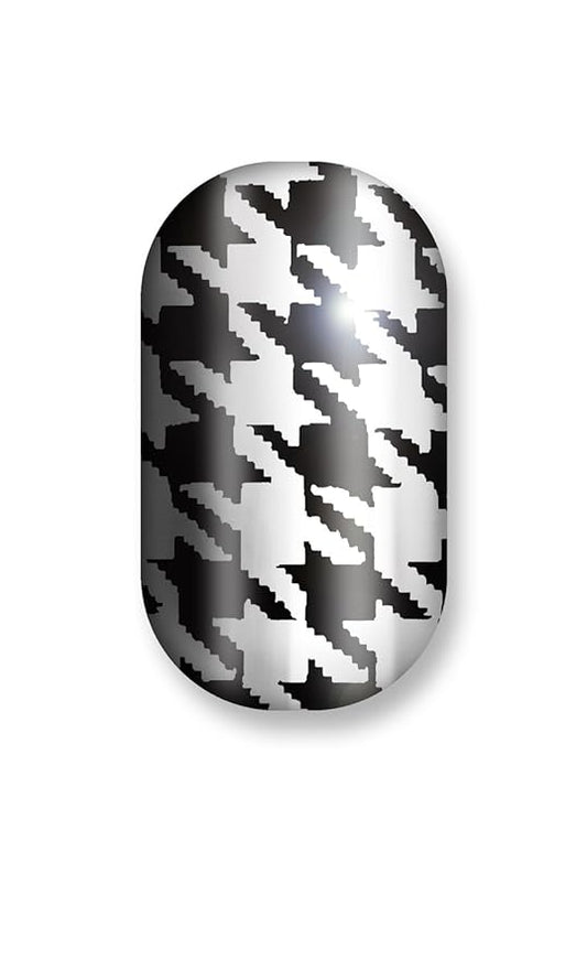 Minx Nails, Silver Fox Houndstooth Chrome, Nail Wrap