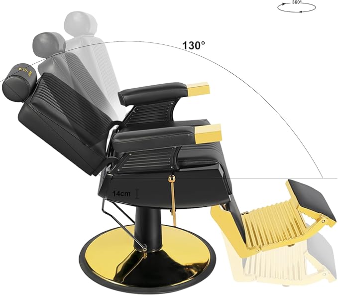 Barber Chair Hydraulic Reclining Salon Chair 360 Degrees Swivel Heavy Duty Styling Chairs for Hair Stylist Barber Salon Black