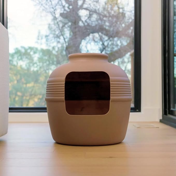 Good Pet Stuff Hidden Litter Box Planter, Decorative Cat Litter Enclosure with Carbon Filter, Upgraded Design, Easy to Clean, Replacement Kit, Original Round Style, Terracotta Brown