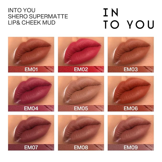 INTO YOU Matte Lipstick, Super Stay, Waterproof, Long Lasting, High Impact Lipcolor with Lightweight Lip Mud Texture, Dual-use for Lips and Cheek (EM525)