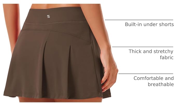 Stelle Women Tennis Skirt High Waisted Athletic Golf Skorts with Pockets | Tummy Control, Built-In Shorts, Deep Pockets, Pleated, Breathable, Lightweight, Tennis, Golf, Pickleball, Running, Workout