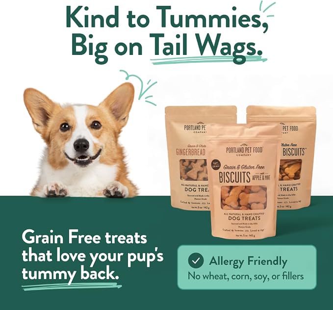 Portland Pet Food Dog Treats Variety, Healthy, Grain-Free Biscuits, 3 Pack | Pumpkin Gingerbread Applemint Human-Grade, Limited Ingredient, Natural Low Calorie Training Treats, Puppy to Senior, USA Made