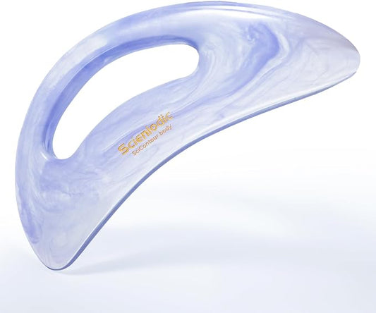 Scienlodic Gua Sha Massage Tool with Handle (Resin) Larger Guasha Body Scraping Tool for Back Legs Neck Massage, Lymphatic Drainage, Cellulite Remove - Large Baby Blue