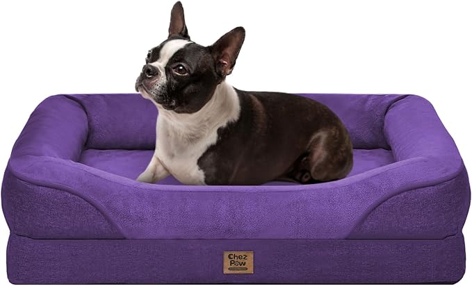 Orthopedic Waterproof Dog Bed for Medium and Large Dogs | Egg Crate Foam, 4-Sided Bolster Support, Waterproof Liner, Non-Slip Bottom, Removable Bolster Cover, 36 x 27 Inch