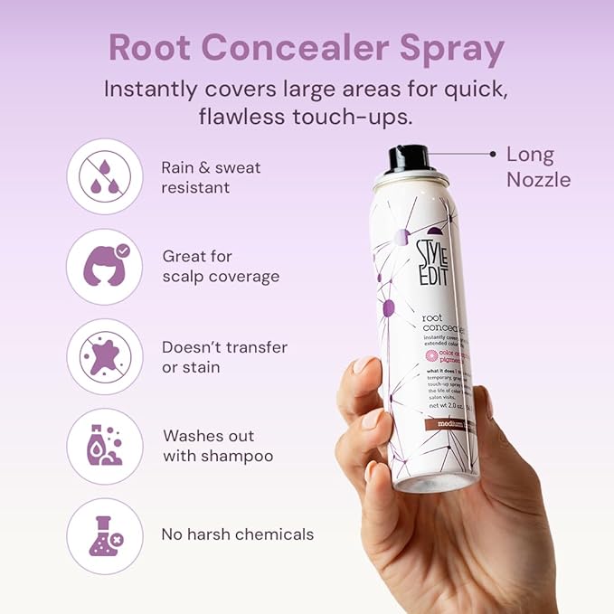 Style Edit Root Concealer Touch Up Spray (Multiple Colors Available) - Instantly Covers Greys And Roots - Professional Salon Quality Grays Cover Up Hair Products for Women Dark Brown 2 Ounce PACK OF 4 PLUS 1 FREE (Total Of 5)