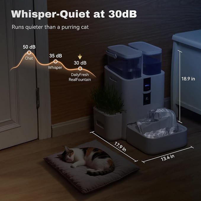 Automatic Cat Water Fountain 10L/338 oz Self Filling, Pet Drinking Fountains Dogs, Smart Bowl 5G WiFi Filtered Water Dispenser Easy Cleaning Oxygen-Rich, Wastewater Separate, No Slime, Quiet