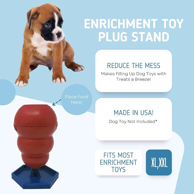 Freezer Holder & Packing Stand Compatible with Kong Dog Toys & Other Enrichment Toys | Enrichment Prep Stopper Stand Accessory for Dogs | Made in USA (Blue XL, XXL)