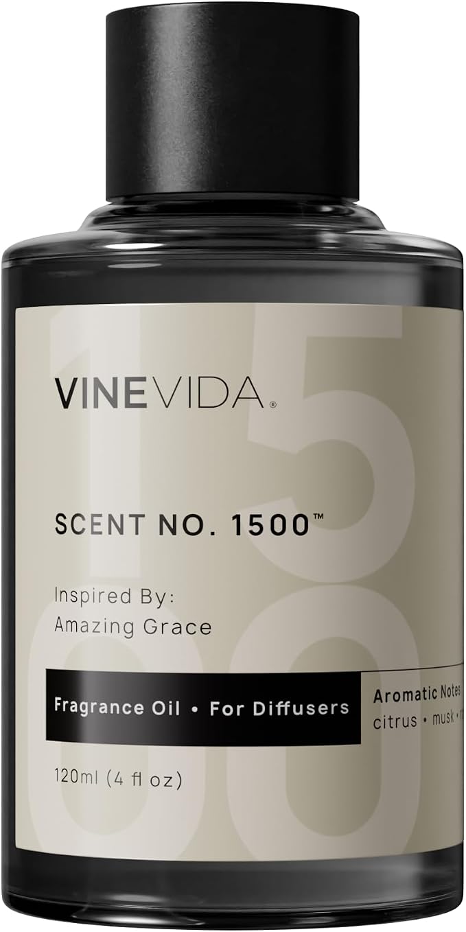 VINEVIDA [4 Fl Oz] Scent NO. 1500 Fragrance Oil for Cold Air Diffusers, Aromatic Notes of Citrus Musk Rose, Essential Oils for Diffuser Oil Refill & Air Freshener Room Spray