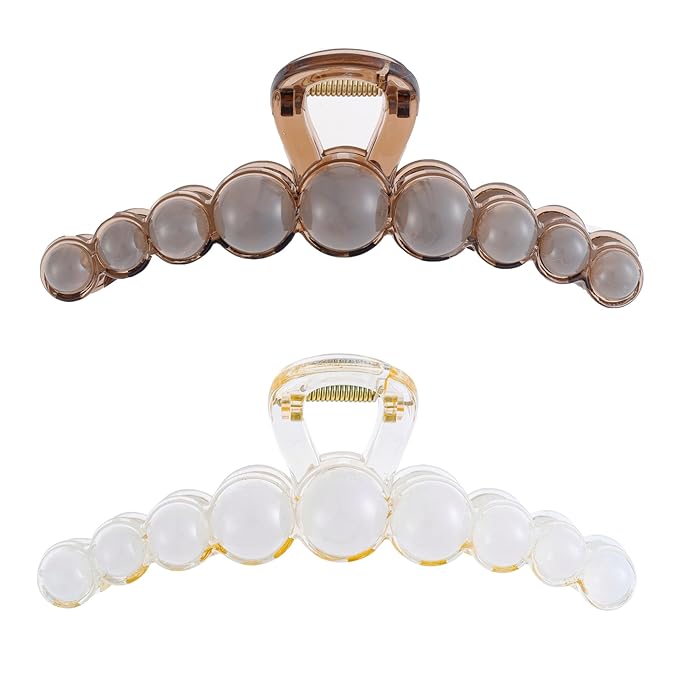 Plastic Hair Claw Clips, 5.5 Inch Extra Large Vintage Hair Jaw Clips, Non-Slip Strong Hold Elegant Hair Ornaments Barrettes for Women Lady Girls (2 Pack)