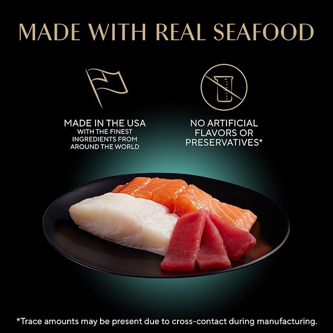 Sheba Perfect Portions Cuts Wet Cat Food, Seafood Multipack, 2.6 oz, 24 ct | Grain-free, Sustainable fish, no fillers or artificial flavors, protein-rich, essential vitamins & minerals, twin-pack trays
