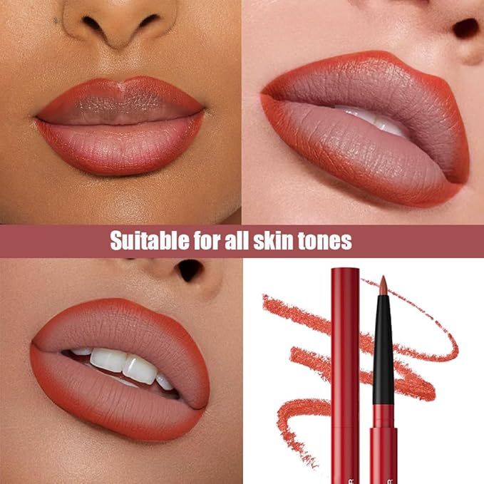 Gel Lip Liner Pencil for Women, Rouge Red Matte Long Lasting Lip Liner Lipstick 24 Hour, High Pigmented Lips Makeup Retractable Liners Waterproof Smudge Proof, Vegan & Cruelty-Free 06