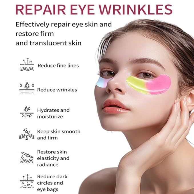 Under Eye Patches for Dark Circles Puffy Eyes 24 Pairs Collagen Eye Bags Travel Eye Masks, Stocking Stuffers for Christmast Bulk Gifts for Women Men and Teen Girls Hangover Kit supplies(Gold Pink)