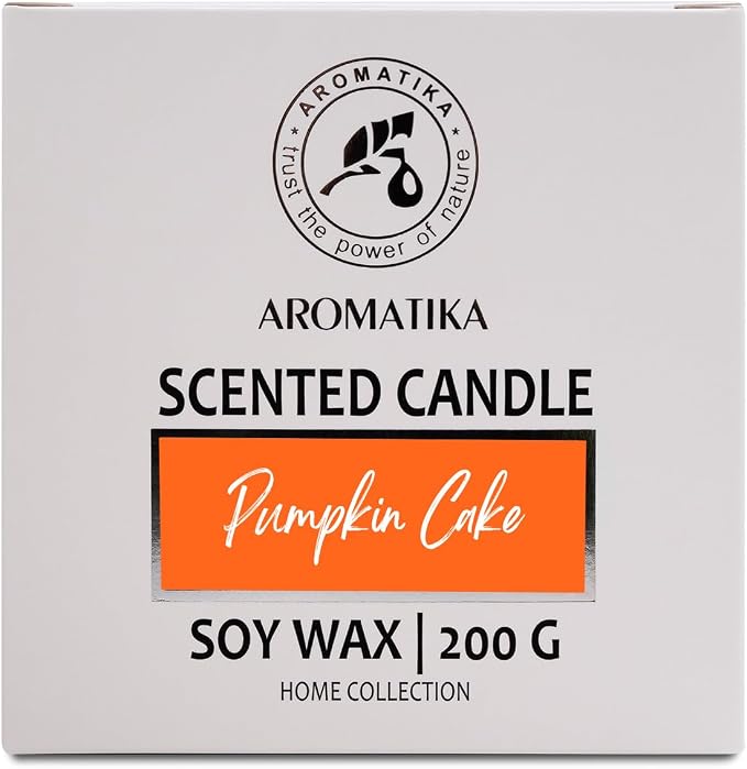 Scented Candle Pumpkin Cake - Soy Wax 6.8 Oz - Home Scented Aroma - Aromatherapy - Relax Scent - Air Freshener - Glass Candle Gift - Idea for Mother's Day - Birthday - Christmas