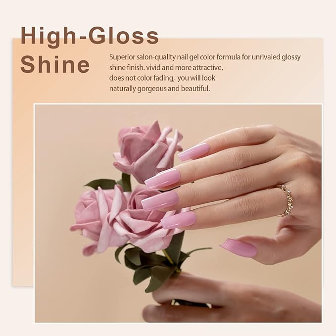 RARJSM Nude Gel Polish Set Pinky Purple Jelly Gel Nail Polish of 6 Transparent Colors Clear Apricot Orange Sheer Brown Coffee Summer Autumn LED UV Soak Off French Manicure Curing Requires 7.5ml