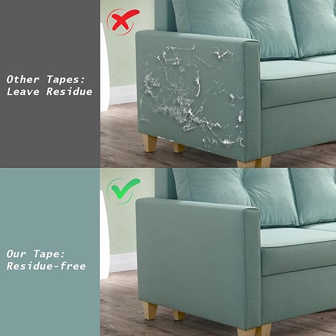 Anti Cat Scratch Furniture Protector (17.3" x 118") Single Sided | Thicken Vinyl Transparent Cat Anti Scratch Tape Flexible Couch Protector from Cat Claw Sticky Paws for Sofa, Door, Wall, Bed