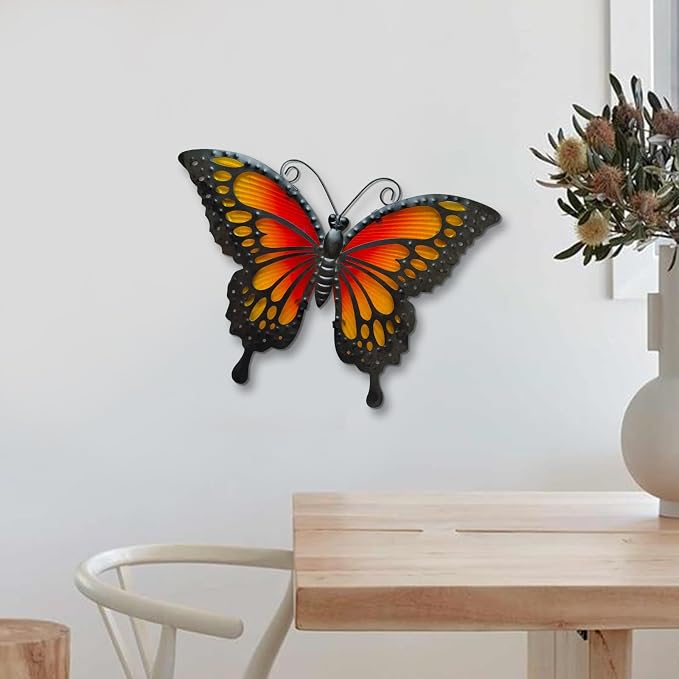 LIFFY Butterfly Wall Decor Butterfly Garden Ornaments Outdoor Indoor Metal Wall Art Decor Home Decorative Hanging Decorations for Room Yard Fence