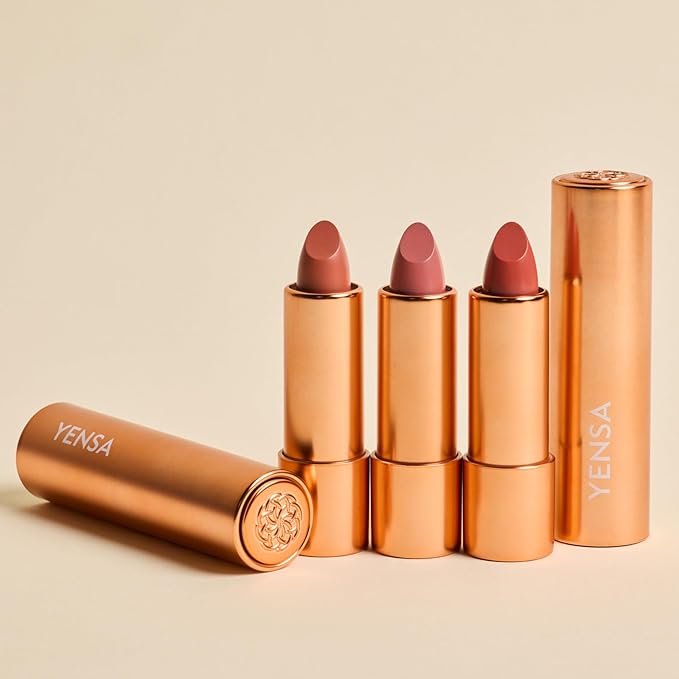 YENSA Vibrant Silk Hydrating Lip Stick - Long Lasting Lipstick with Hyaluronic Acid, Vitamin E & Super Oils - High Pigment Color & Semi Glossy Finish - Moisturizing Formula - Virtue (0.12 oz)