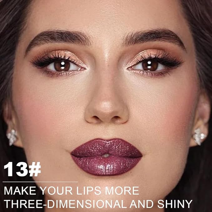 Kaely Glitter Metallic Lipstick, Shimmer Metallic Lipsticks for Women, High Pigmented Lip Gloss Long Lasting Waterproof Smudge Proof 24 Hour, Halloween Makeup, Vegan & Cruelty-Free, 13