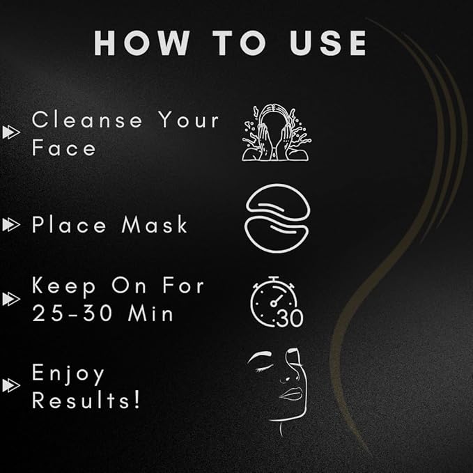OMWAH Activated Charcoal Hydrogel Under Eye Patches, Snail Mucin Moisturizer & 24K Gold Eye Masks to Reduce Dark Circles, Puffiness & Wrinkles, Long-lasting hydration For Men & Women –30 Pairs (60Pcs)