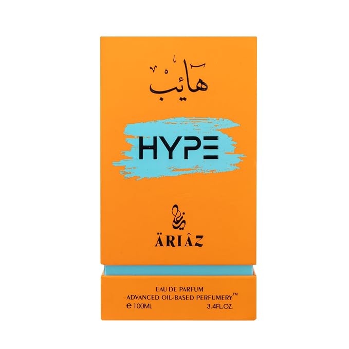 ARIAZ Hype Men’s Eau De Parfum 3.4 Oz - Fresh Citrus Aromatic Cologne with Orange, Bergamot, Mandarin, Ginger, Ambergris & Woody Notes - Clean Daytime Fragrance for Spring & Summer