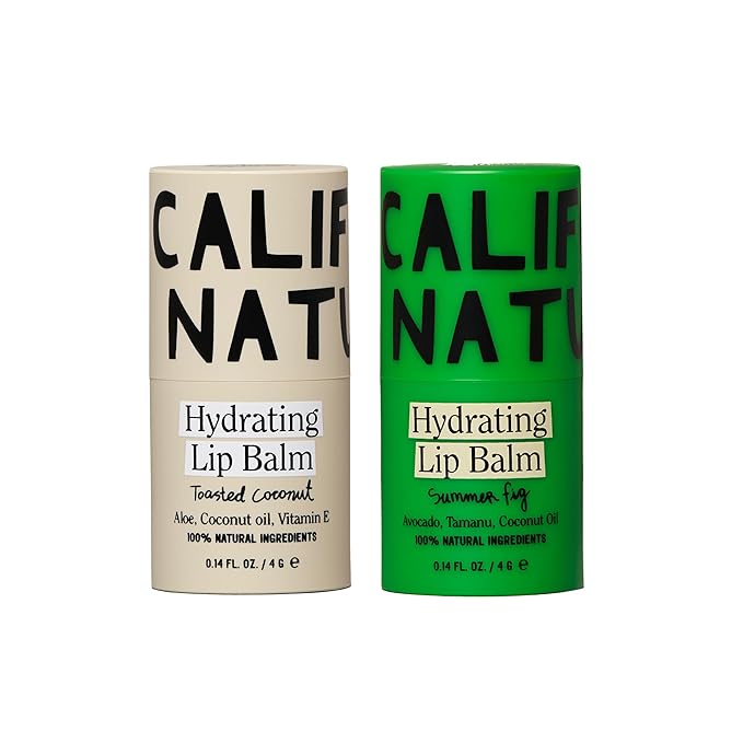 California Naturals Hydrating Lip Balm Duo, Petroleum Free, Natural, Cruelty Free, 100% Naturally Derived, All Skin Types, 0.28 Fl Oz (Pack of 2), Toasted Coconut & Summer Fig