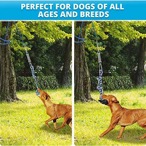 TRSMIMA Spring Pole Rope Toys - Spring Pole for Dogs Heavy Duty