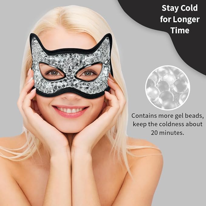 Cooling Eye Mask, Hot & Cold Use, for Puffy Eyes, Dry Eyes, Headaches, Migraines, Sinus, Dark Circles (2 blue)