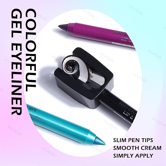 Ownest 3 Pcs Black & Red & White Eyeliner Pen, Pearl Metallic Eyeliner Pencil Kit, Glitter Eye Liner for Women, Professional Colorful Eye Makeup Pencil Set, Waterline Eyes Liner with Sharpener