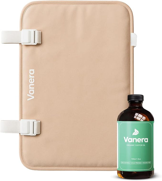 Castor Oil Pack wrap for Back – 100% Certified Organic Castor Oil, Reusable Pack Wrap for Back Pain with Soft Cotton & Adjustable Straps