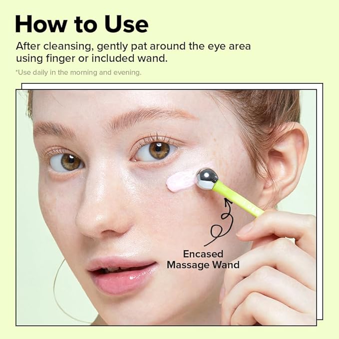 I DEW CARE Vitamin C Eye Cream & Roller Set - Glow-Key | Korean Skin Care, Dark Circles Reducer, Treatment with Hyaluronic Acid, Niacinamide, Cooling Eye Stick Ball 0.50 FL Oz