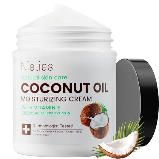 Coconut Oil Moisturizing Cream for Skin & Body, Coconut Oil Lotion for Dry Skin, Coconut Cream Lotion for Face, Hands & Hair, Crema de Coco para la Piel, Fast Absorbing,