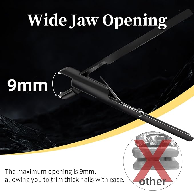 Toe Nail Clippers for Men with Catcher, 15 mm Wide Jaw Opening Anti Splash Slanted Nail Clippers for Ingrown Nails and Curved Blade Thick Toenail Clippers for Seniors, Women