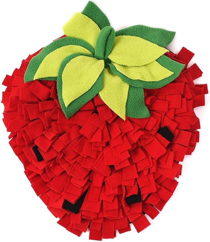 Ferret Cats Snuffle Mat Fleece Foraging Mats Interactive Feeding Toy Small Animal Rabbit Guinea Pig Rat Hamster Anti Slip Treat Dispenser Slow Feeder (Strawberry)