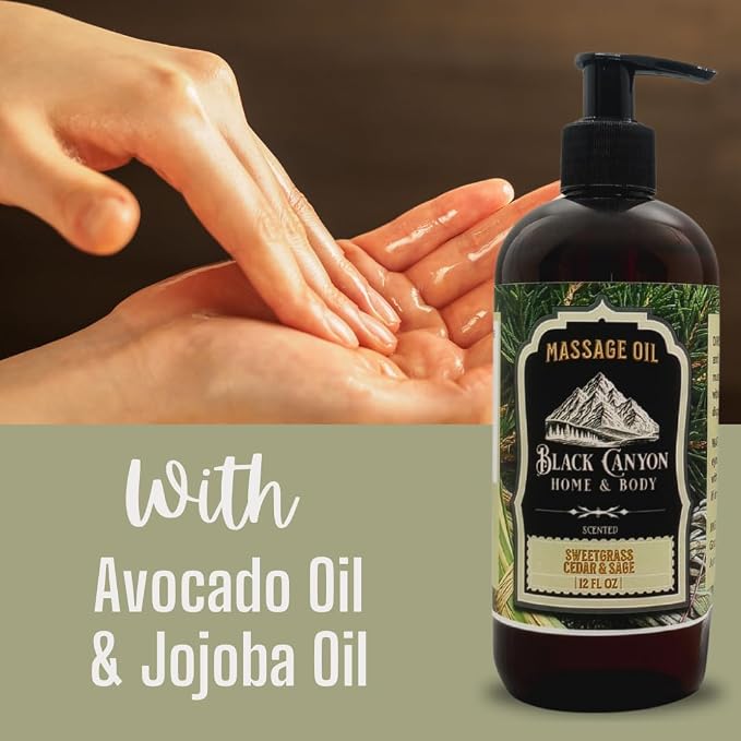 Black Canyon Sweetgrass Cedar & Sage Scented Massage Oil, 12 Oz