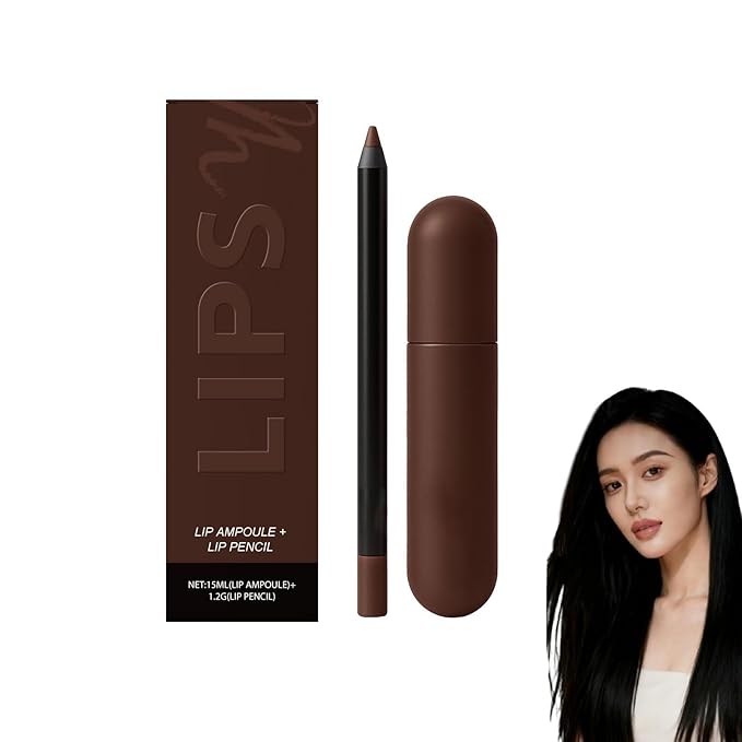 Color-Rich Lipampoules with Matching Lip Liner,Long-Lasting Moisturizing Lip Oil,Color & Care In Perfect Harmony, Glossy Lipstick And Lip Liner Set, for Womens (#04)