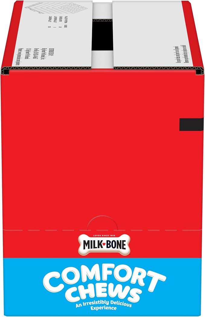 Milk-Bone Comfort Chews, Unique Chewy Texture & Real Beef, 36 Dog Chews | 4 (9-count) bags, For dogs 15-75 lbs., Rawhide-free dog chews, Made with real beef