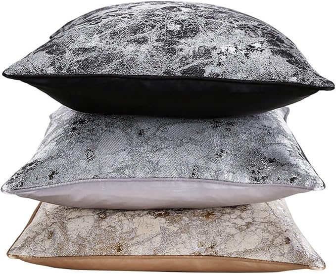 vctops Marble Decorative Luxurious Throw Pillow Covers Jacquard Square Cushion Cases Pillowcase for Bed Sofa Couch Chair Car Home Decor (Marble Silver,18"x18")