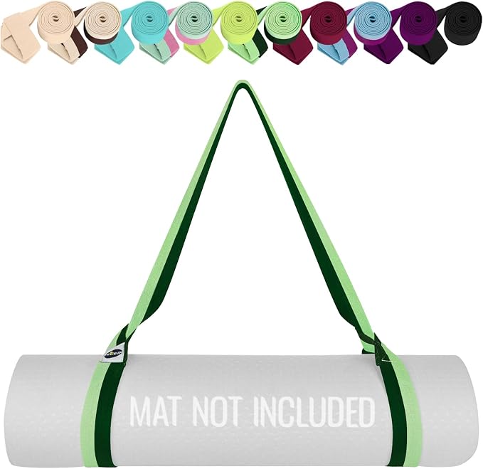 TECEUM Yoga Mat Strap – Extra Soft & Thick Cotton Carrier for All Mats | Adjustable Skin-friendly & Non-Slip Mat Holder Sling in 30+ Colors [Mat Not Included]