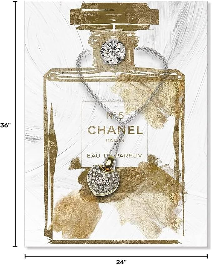Vintage Perfume Bottle Canvas Wall Art Modern Luxury Posters Print Fashion Glam Poster Picture for Bedroom Make up Room Home Decor 24"x36"