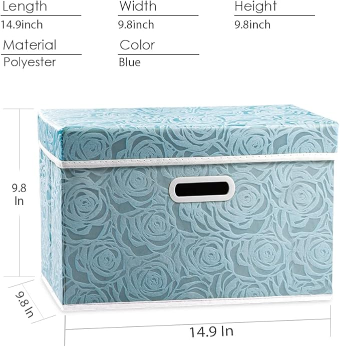 Collapsible Storage Cubes with Lids Fabric Decorative Storage Bins Boxes Organizer Containers Baskets with Cover Handles for Bedroom Closet Living Room 14.9x9.8x9.8 Inch 3 Pack