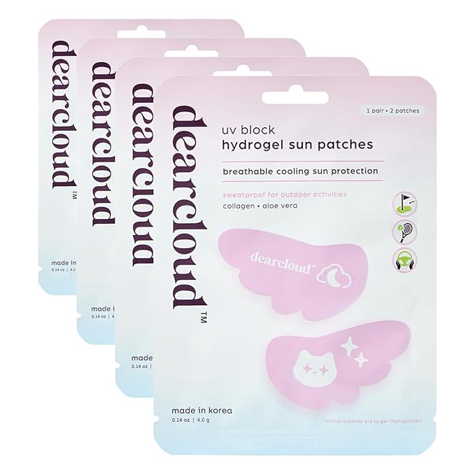 dearcloud UV Block Hydrogel Sun Patches – Korean Skincare Sunscreen for Face & Under Eyes (4 Pairs / 8 Patches)