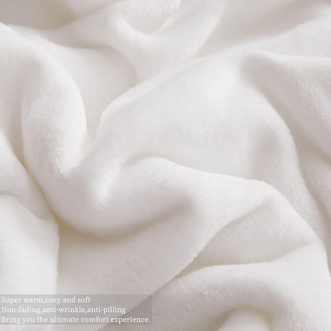KMUSET Fleece Blanket White Queen Size Lightweight Cozy Plush Microfiber Bed Blanket Factory Shop