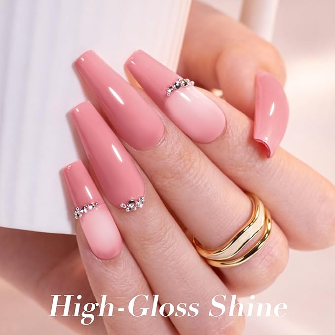 AZUREBEAUTY Nude Pink Nail Polish Set (4 Colors + Top Coat), Soft Solid Shades for Natural Look, Glossy Finish, Fast Dry, No Lamp Needed