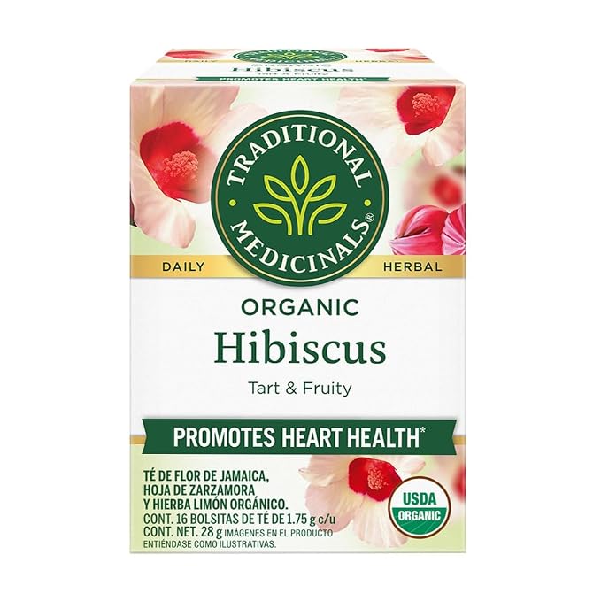 Traditional Medicinals Organic, Hibiscus Tea - Supports Normal Heart Health & Cardiovascular Wellness - Kosher, Non-GMO, Caffeine-Free, Compostable - 16 Tea Bags (Pack of 2)