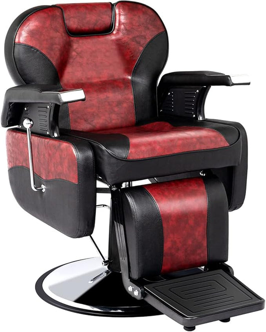 OmySalon Classic Barber Chair Reclining Hair Salon Stylist Chair All Purpose, Heavy Duty Hydraulic Pump, Adjustable Headrest, Tattoo Barbershop Beauty Spa Equipment