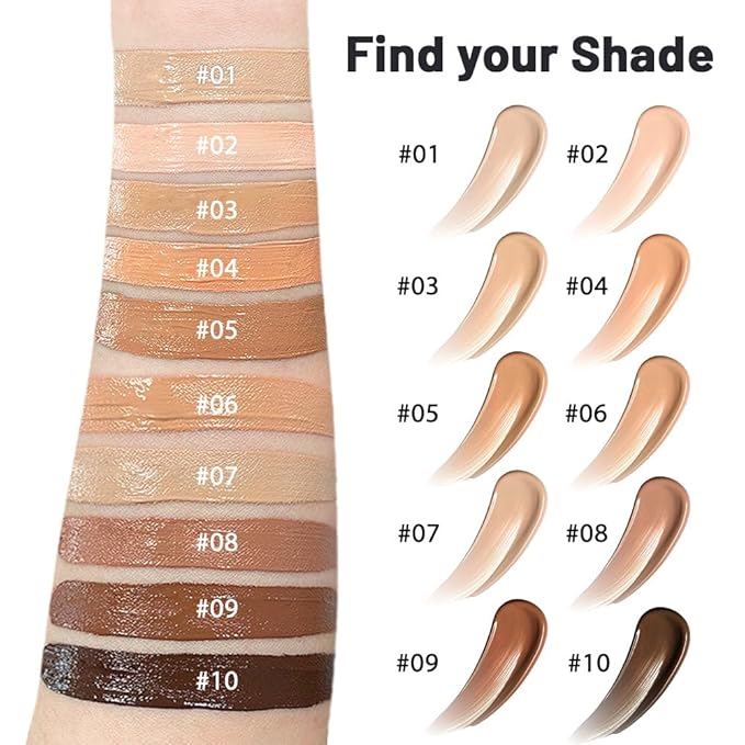 2 in 1 Foundation Concealer, Lightweight Creamy Long Lasting Face Makeup for Combination Oily Skin, Conceals Dark Circles Under Eyes Dark Spots and Blemishes, Vegan Cruelty-Free,Light Medium